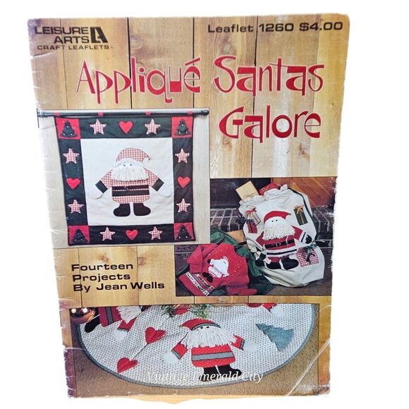 Applique Santas Galore Fabric Pattern Book Jean Wells Christmas Holiday Crafts - Picture 1 of 7